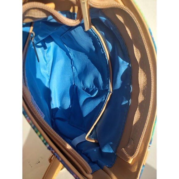 Leoma Lovegrove Art Double Hearts & Palms Crossbody Bag Pink Blue Painted EUC - Picture 12 of 16